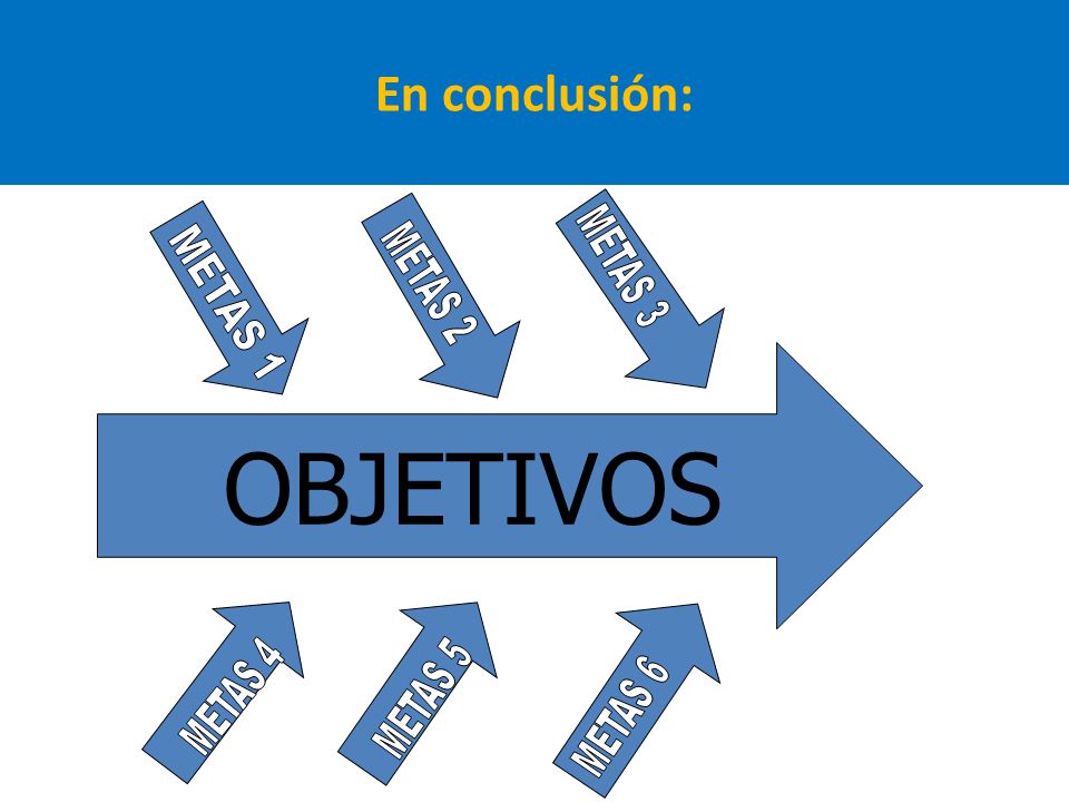 OBJETIVOS En conclusión: METAS 1 . METAS 3 METAS 2 METAS 4 METAS 5