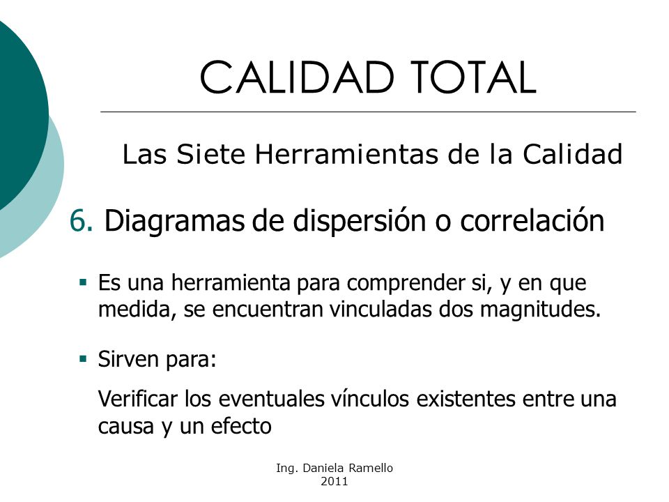 CALIDAD TOTAL 6. Diagramas de dispersión o correlación
