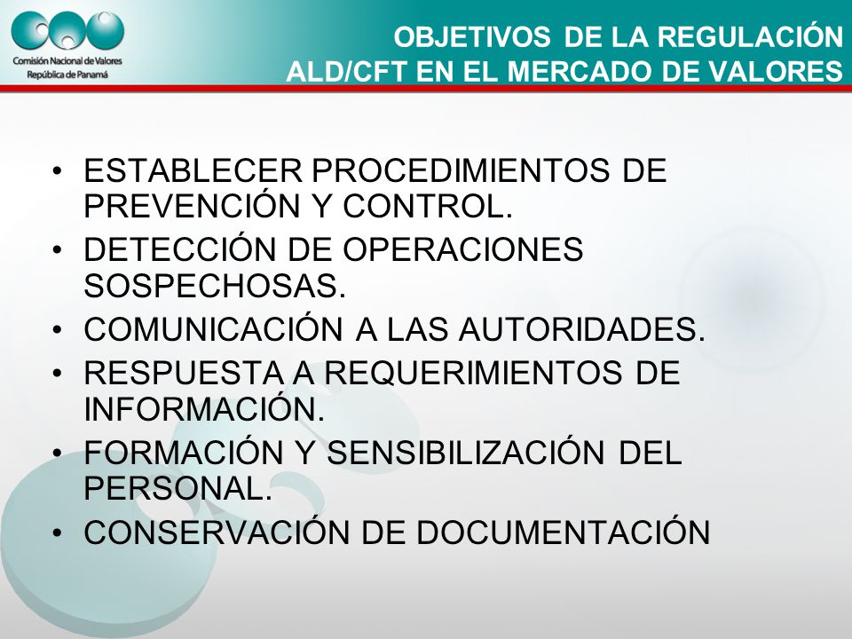 OBJETIVOS DE LA REGULACIÓN ALD/CFT EN EL MERCADO DE VALORES