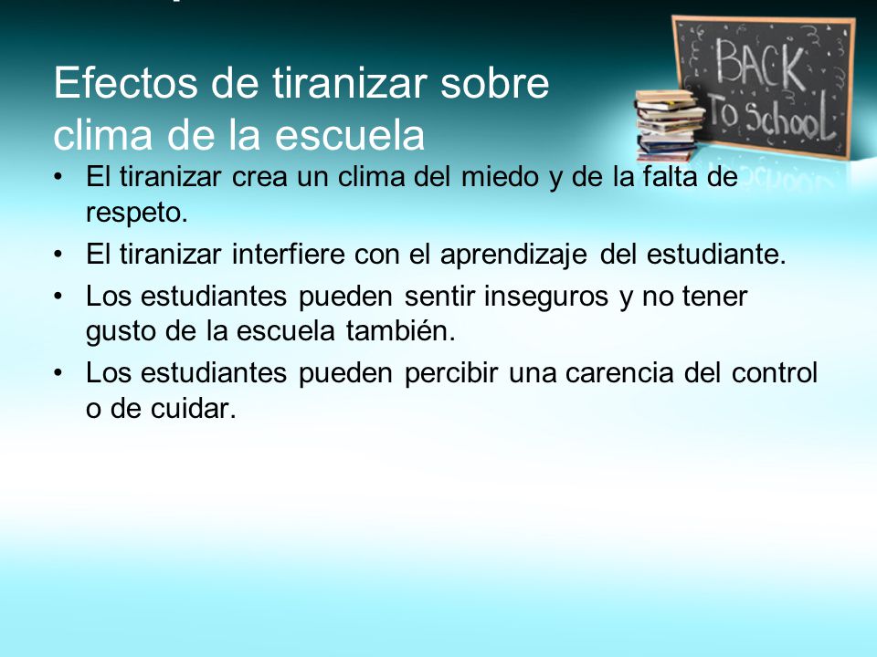 En español Efectos de tiranizar sobre clima de la escuela