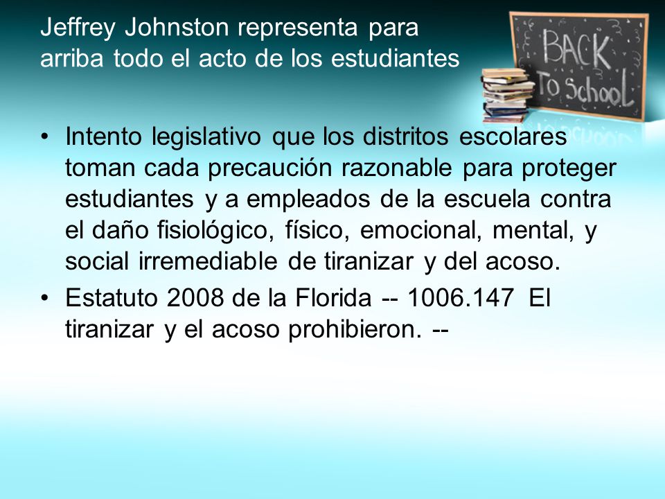 Jeffrey Johnston representa para arriba todo el acto de los estudiantes