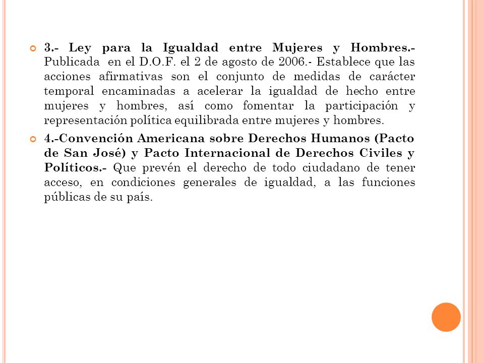 3. - Ley para la Igualdad entre Mujeres y Hombres. - Publicada en el D