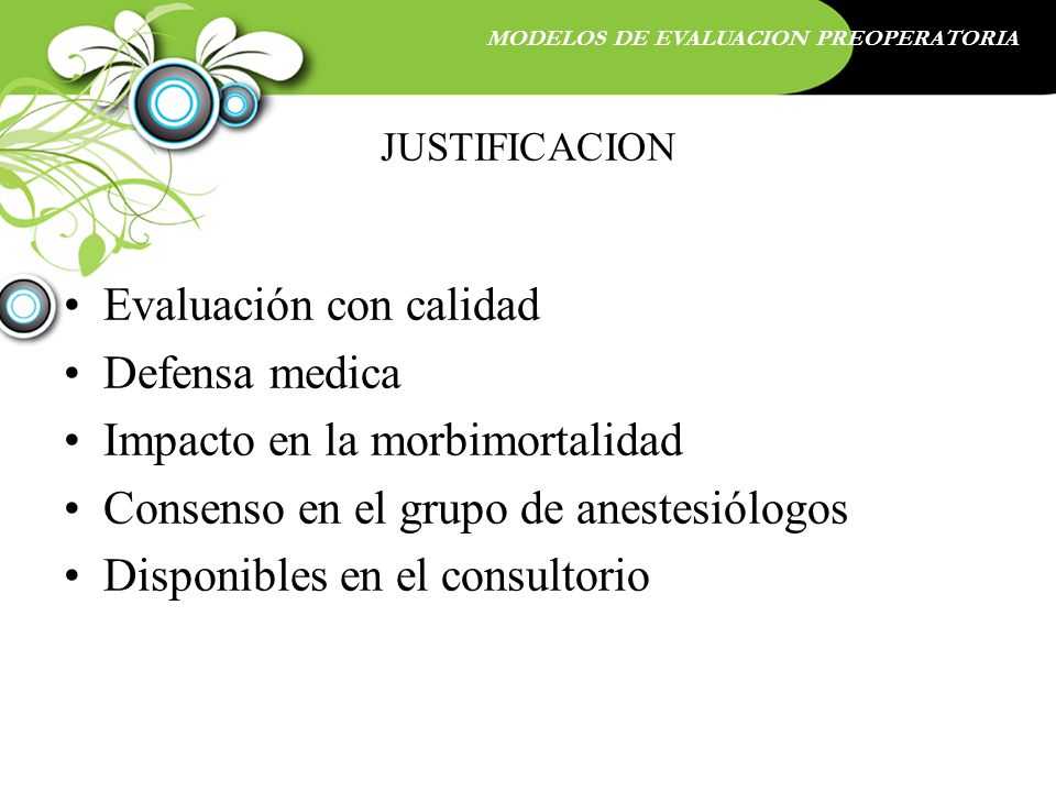 Evaluación con calidad Defensa medica Impacto en la morbimortalidad
