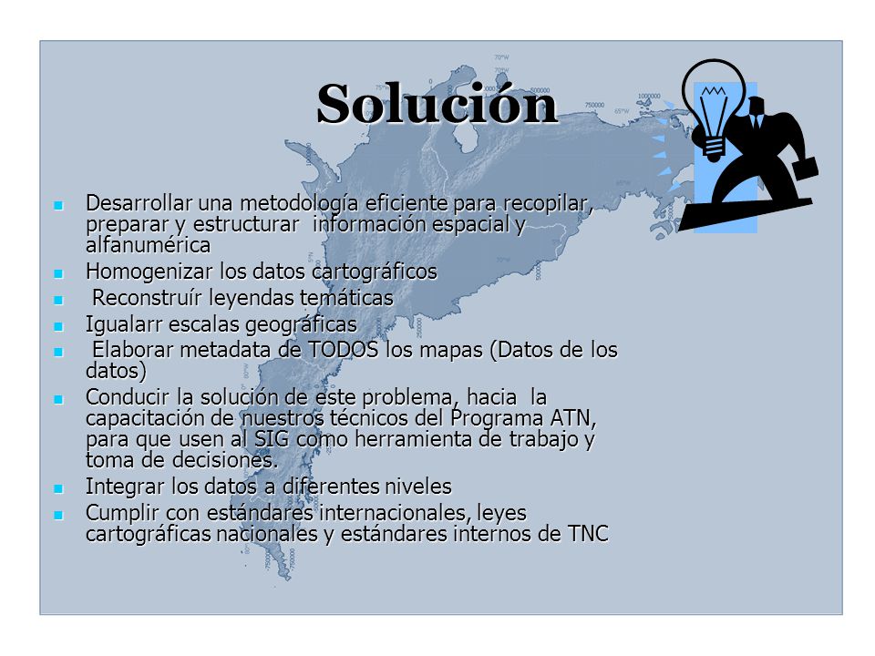 Solución Desarrollar una metodología eficiente para recopilar, preparar y estructurar información espacial y alfanumérica.