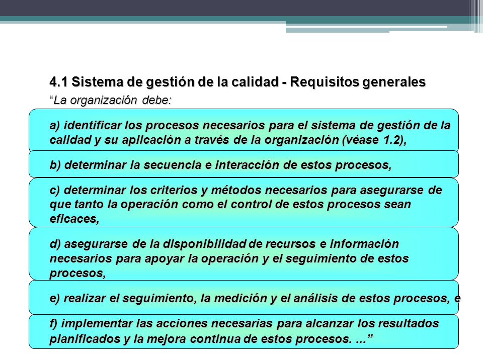 4.1 Sistema de gestión de la calidad - Requisitos generales