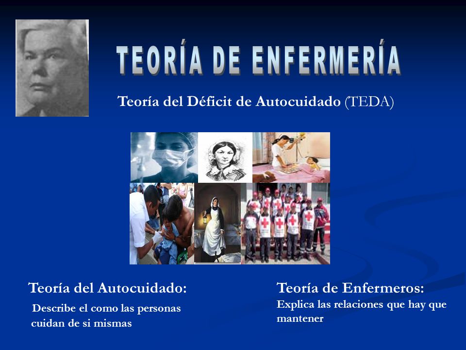 TEORÍA DE ENFERMERÍA Teoría del Déficit de Autocuidado (TEDA)