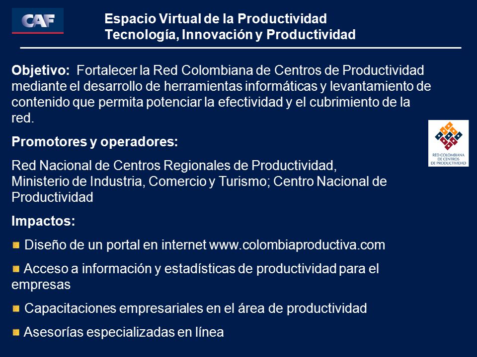 Espacio Virtual de la Productividad Tecnología, Innovación y Productividad