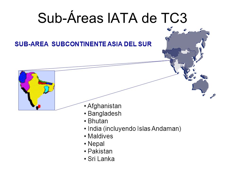 Sub-Áreas IATA de TC3 SUB-AREA SUBCONTINENTE ASIA DEL SUR Afghanistan