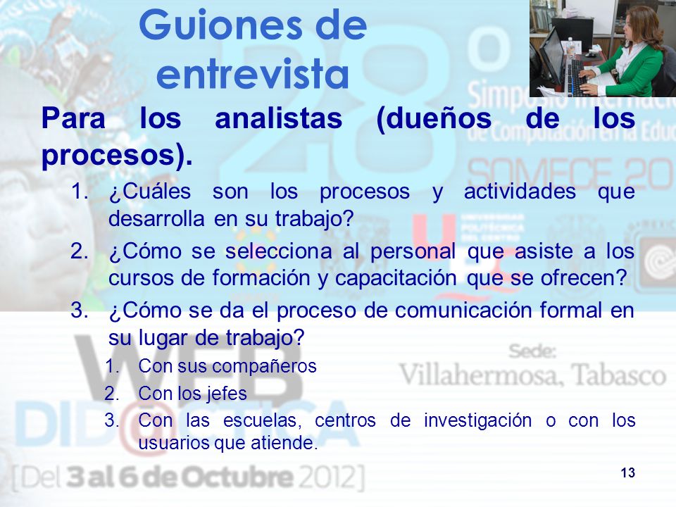 Guiones de entrevista Para los analistas (dueños de los procesos).