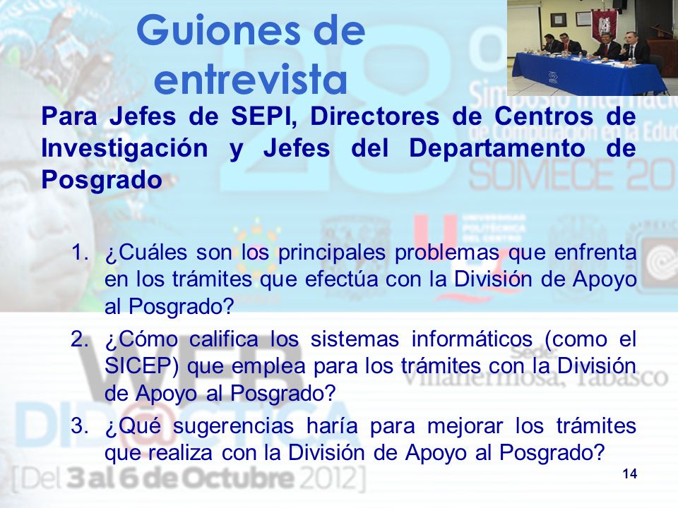 Guiones de entrevista Para Jefes de SEPI, Directores de Centros de Investigación y Jefes del Departamento de Posgrado.