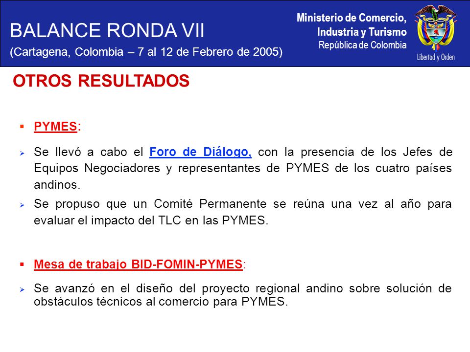 BALANCE RONDA VII OTROS RESULTADOS PYMES: