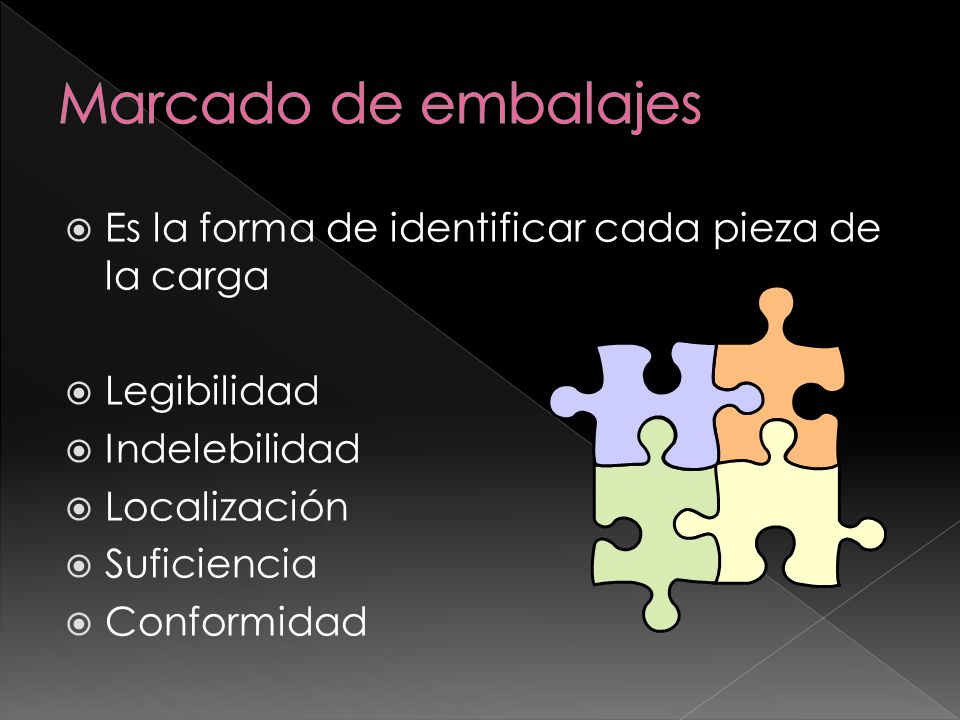 Marcado de embalajes Es la forma de identificar cada pieza de la carga