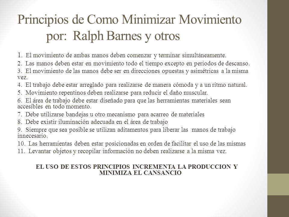 Principios de Como Minimizar Movimiento por: Ralph Barnes y otros