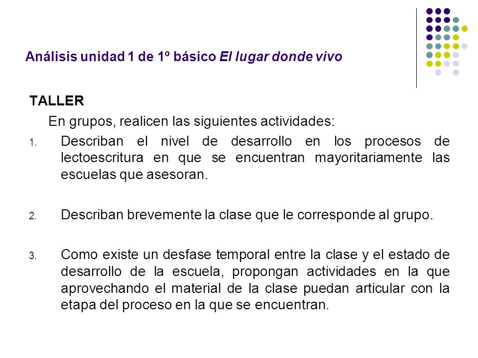 Análisis unidad 1 de 1º básico El lugar donde vivo