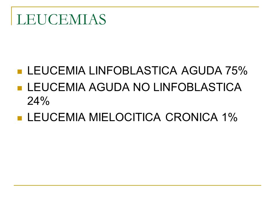 LEUCEMIAS LEUCEMIA LINFOBLASTICA AGUDA 75%