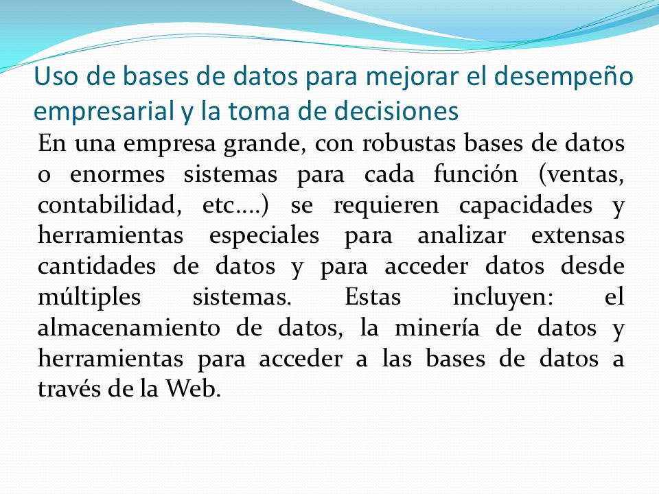 Uso de bases de datos para mejorar el desempeño empresarial y la toma de decisiones