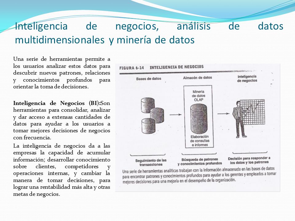 Inteligencia de negocios, análisis de datos multidimensionales y minería de datos