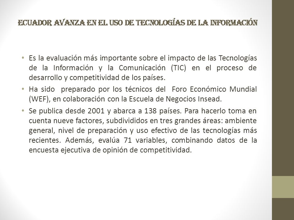 Ecuador avanza en el uso de tecnologías de la información
