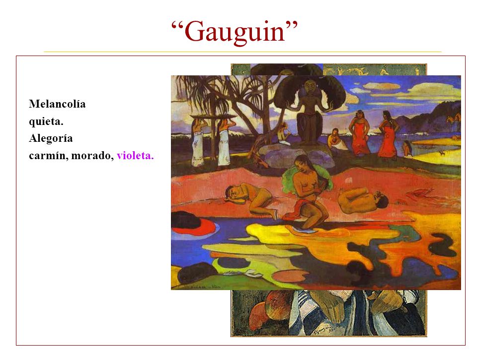 Gauguin Melancolía quieta. Alegoría carmín, morado Melancolía
