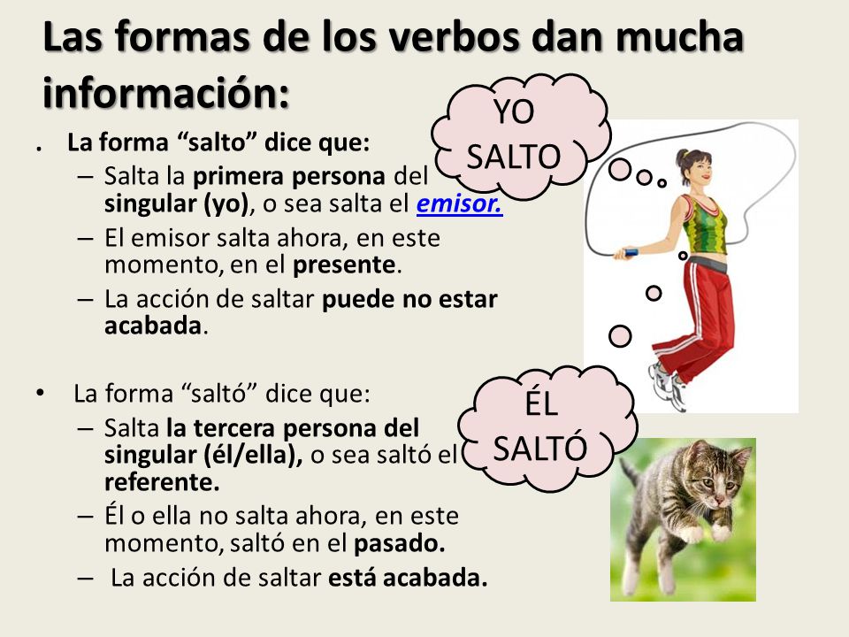 Las formas de los verbos dan mucha información: