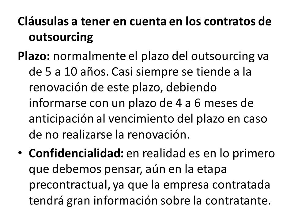 Cláusulas a tener en cuenta en los contratos de outsourcing
