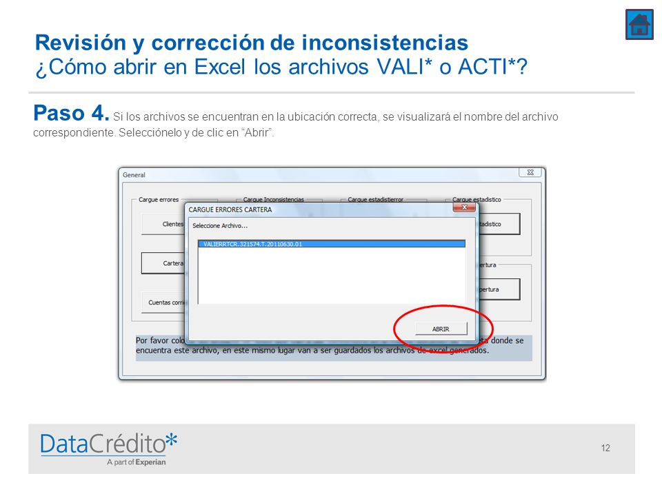 Revisión y corrección de inconsistencias ¿Cómo abrir en Excel los archivos VALI* o ACTI*