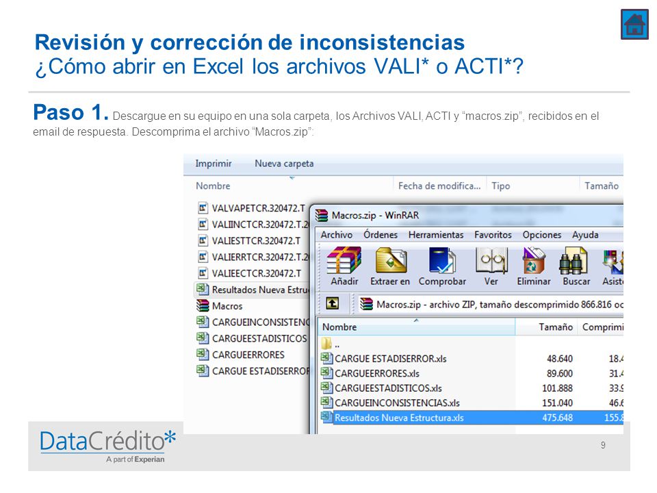 Revisión y corrección de inconsistencias ¿Cómo abrir en Excel los archivos VALI* o ACTI*
