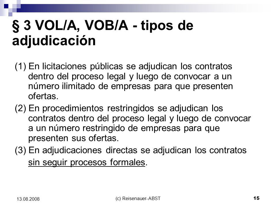 § 3 VOL/A, VOB/A - tipos de adjudicación