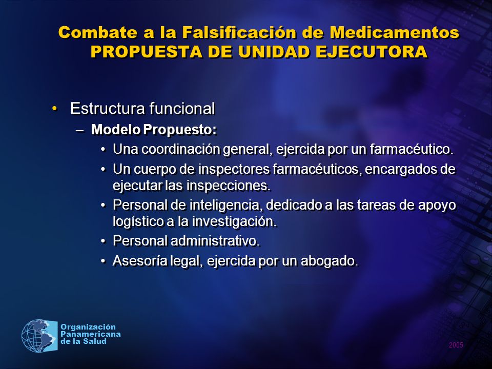 Combate a la Falsificación de Medicamentos PROPUESTA DE UNIDAD EJECUTORA
