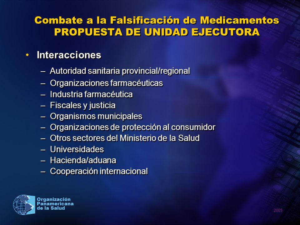 Combate a la Falsificación de Medicamentos PROPUESTA DE UNIDAD EJECUTORA