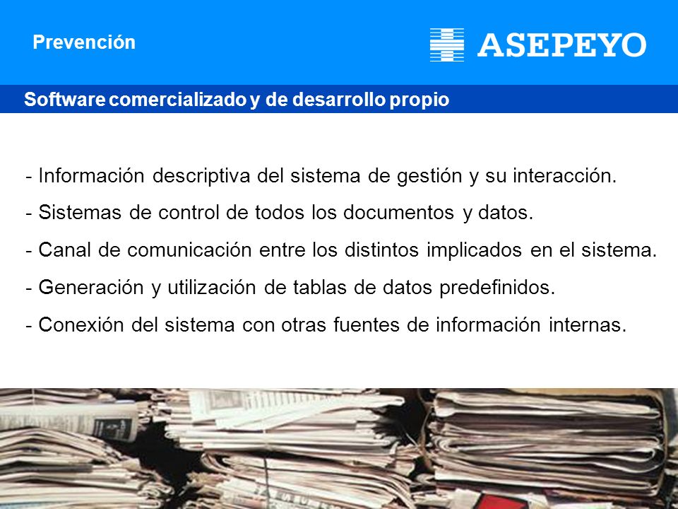 - Información descriptiva del sistema de gestión y su interacción.