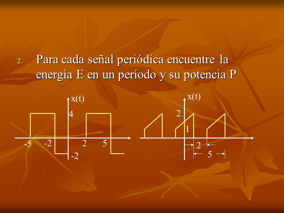 Para cada señal periódica encuentre la energía E en un período y su potencia P