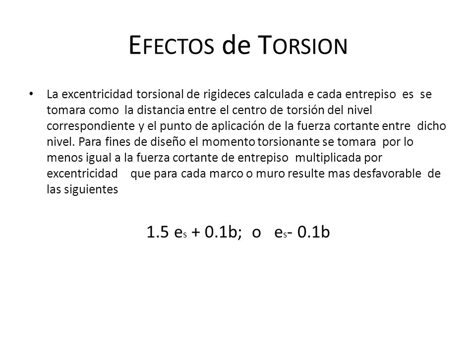EFECTOS de TORSION 1.5 es + 0.1b; o es- 0.1b