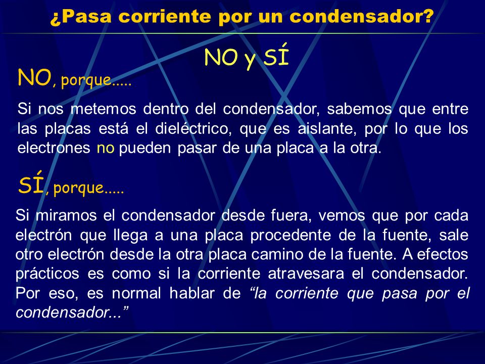 ¿Pasa corriente por un condensador