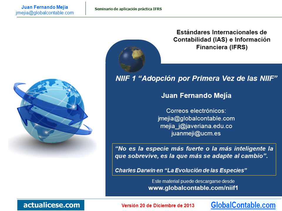 NIIF 1 Adopción por Primera Vez de las NIIF