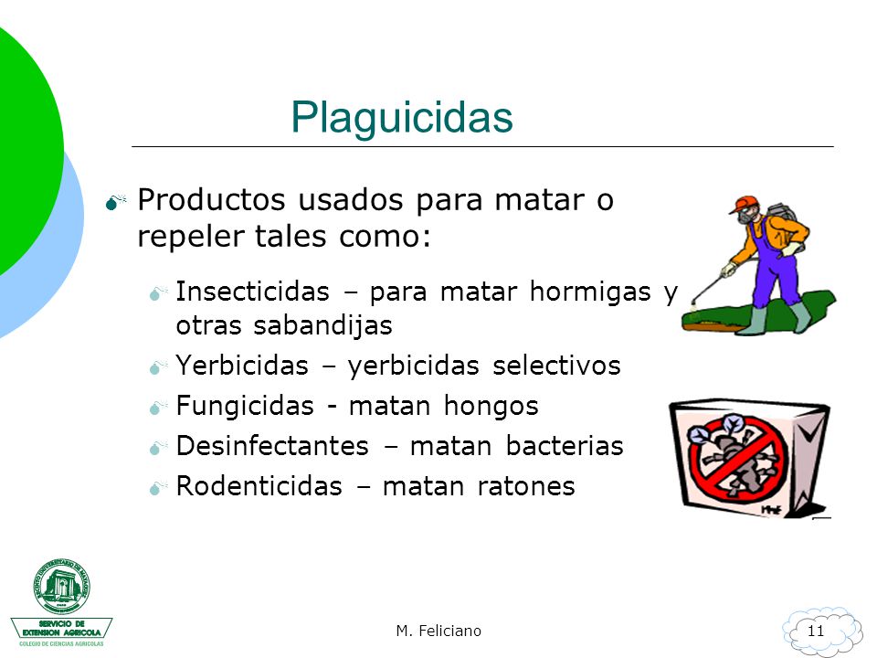 Plaguicidas Productos usados para matar o repeler tales como: