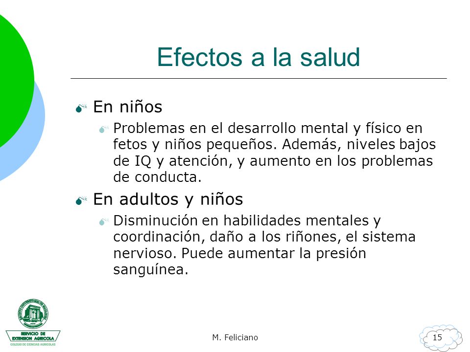 Efectos a la salud En niños En adultos y niños