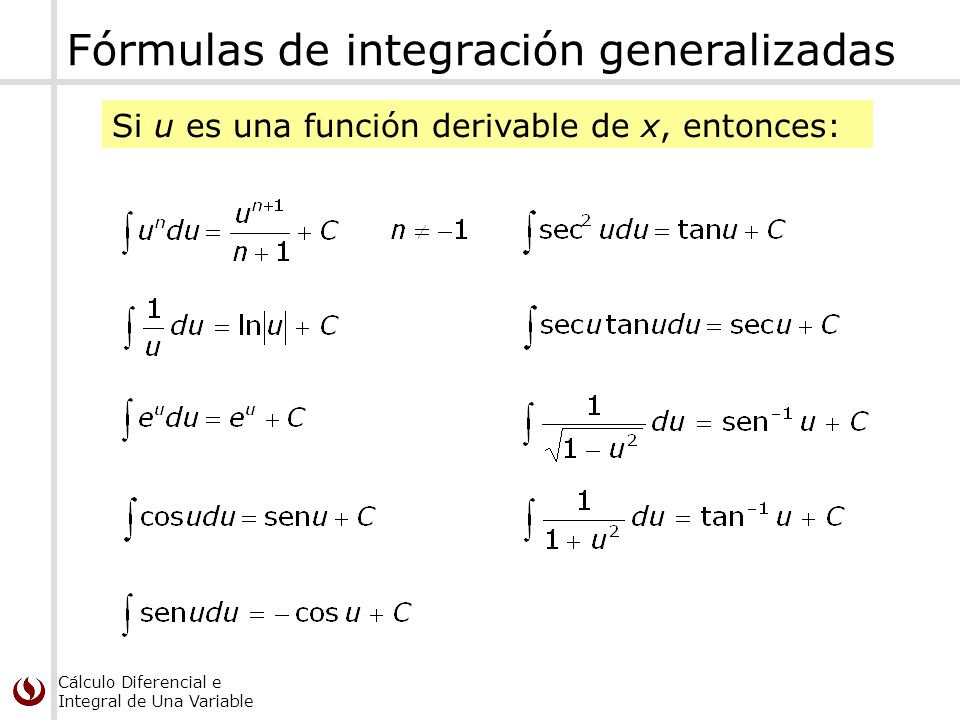Fórmulas de integración generalizadas