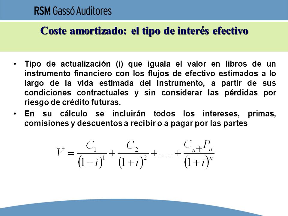 Coste amortizado: el tipo de interés efectivo