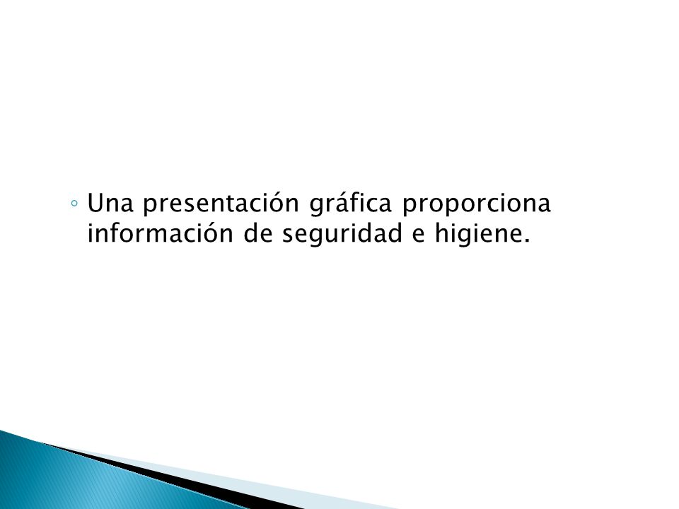 Una presentación gráfica proporciona información de seguridad e higiene.