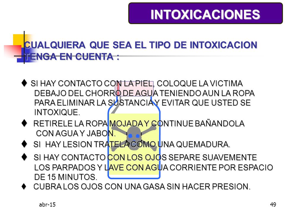INTOXICACIONES CUALQUIERA QUE SEA EL TIPO DE INTOXICACION