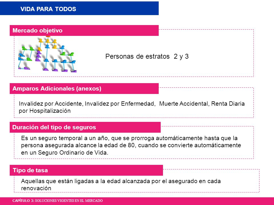 Personas de estratos 2 y 3 VIDA PARA TODOS Mercado objetivo