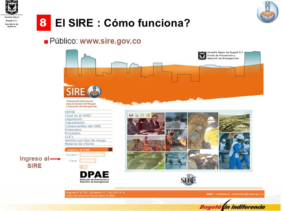 8 El SIRE : Cómo funciona Público:   Ingreso al SIRE