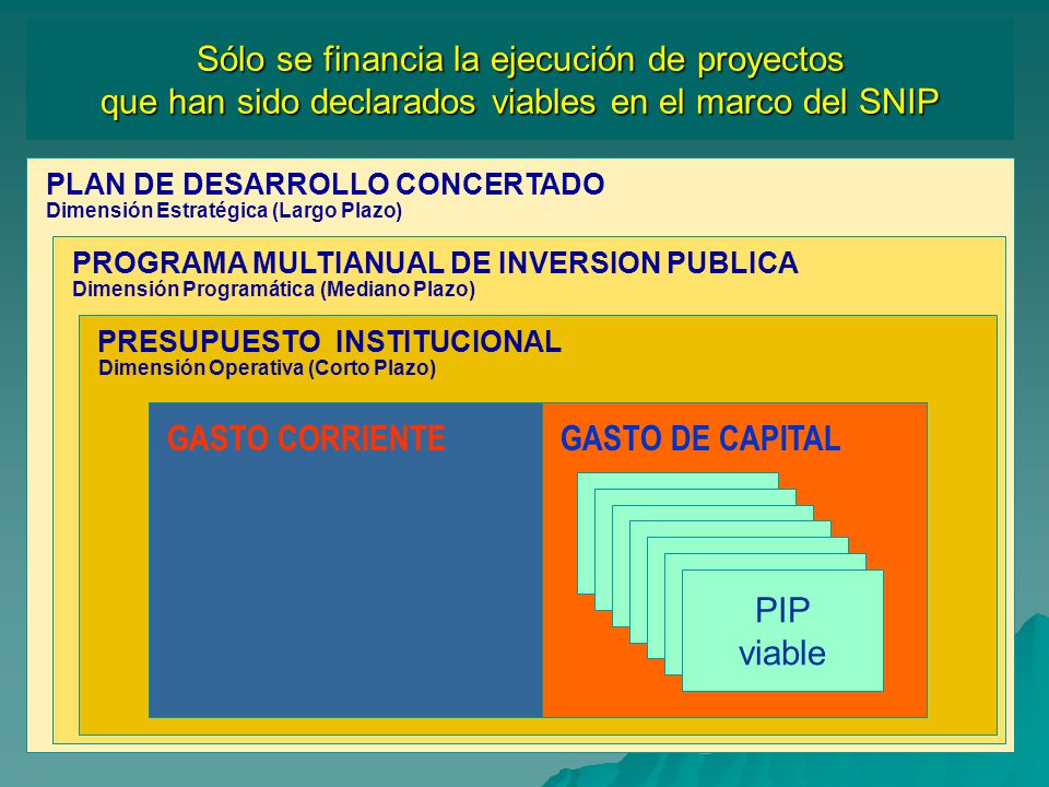 Sólo se financia la ejecución de proyectos que han sido declarados viables en el marco del SNIP