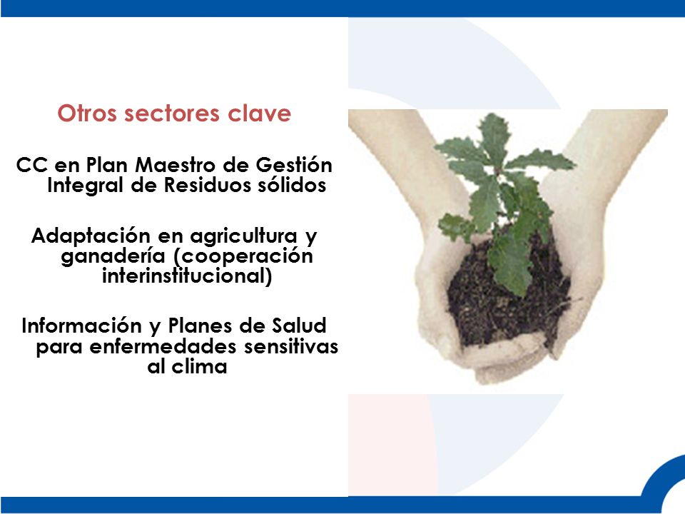 Otros sectores clave CC en Plan Maestro de Gestión Integral de Residuos sólidos.