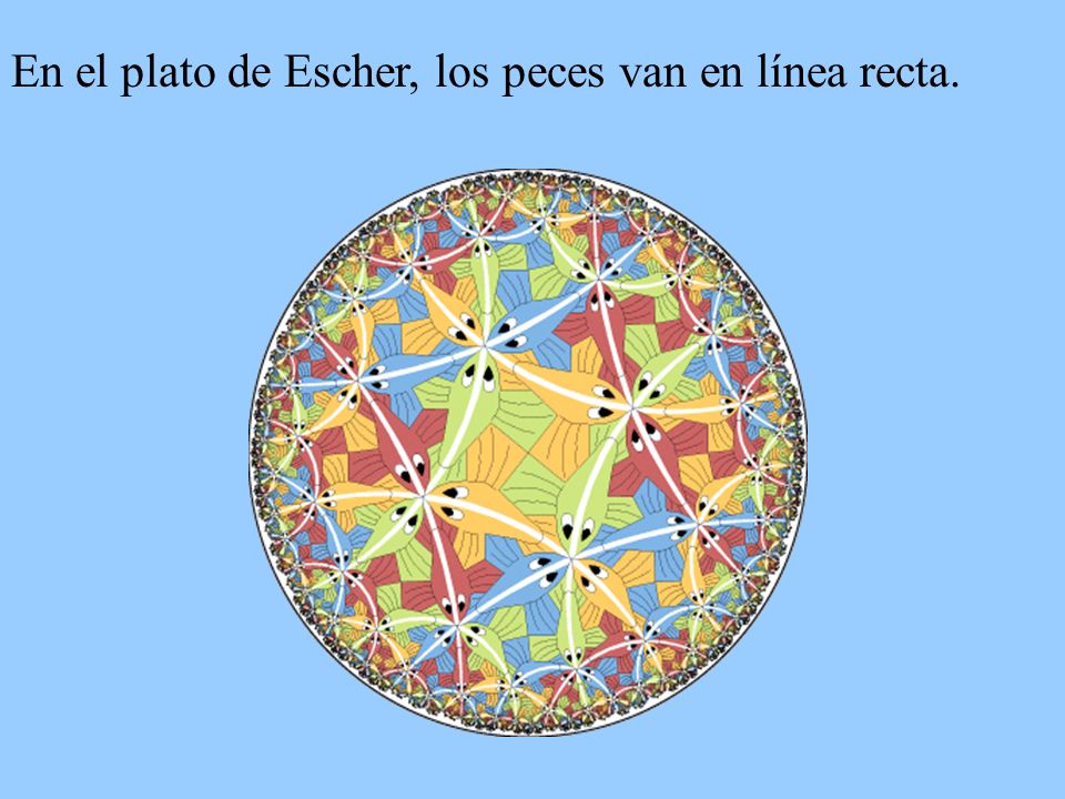 En el plato de Escher, los peces van en línea recta.