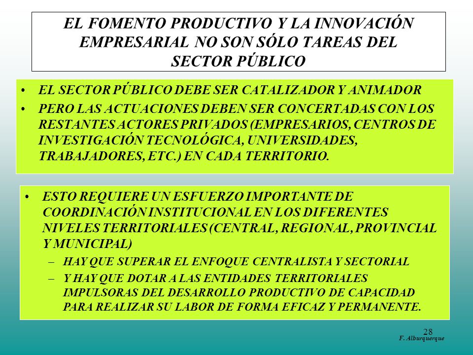 EL FOMENTO PRODUCTIVO Y LA INNOVACIÓN EMPRESARIAL NO SON SÓLO TAREAS DEL SECTOR PÚBLICO