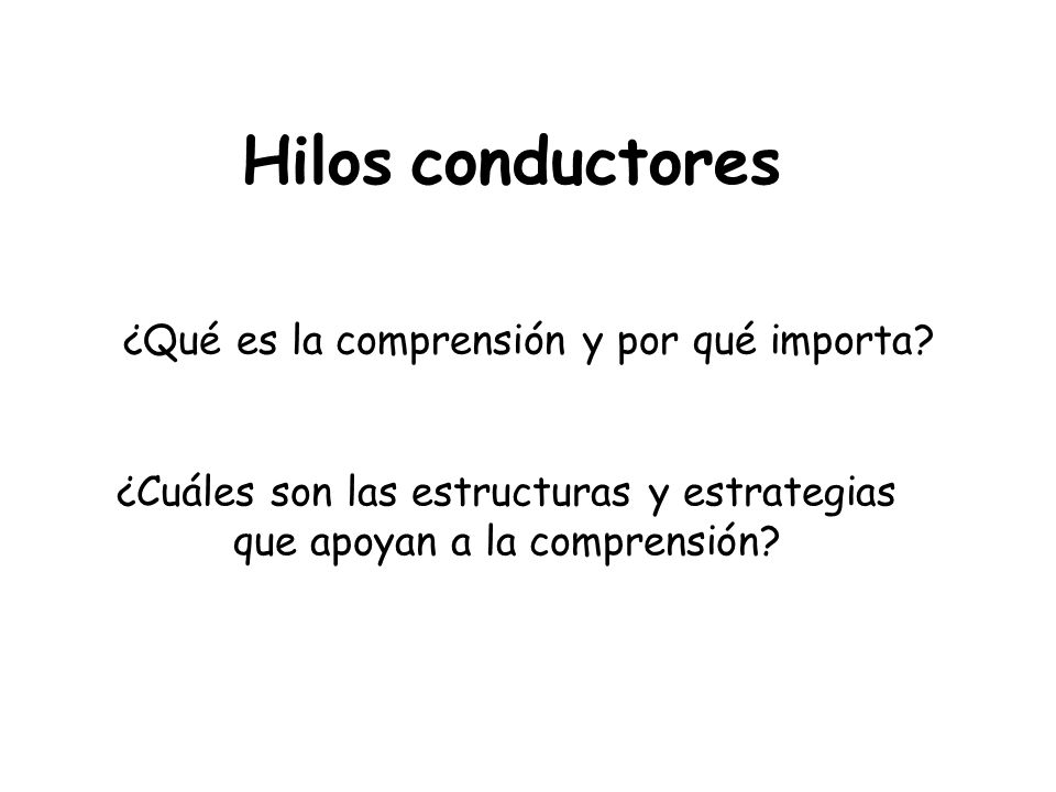 Hilos conductores ¿Qué es la comprensión y por qué importa