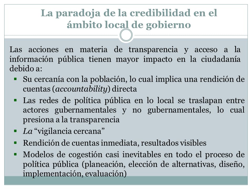 La paradoja de la credibilidad en el ámbito local de gobierno