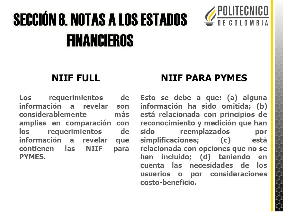 SECCIÓN 8. NOTAS A LOS ESTADOS FINANCIEROS